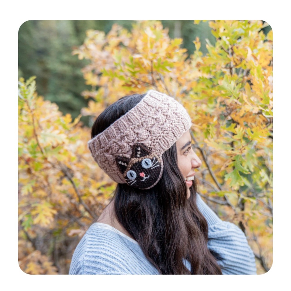 Andes Gifts Knit Cat Ear Warmer alpaca blend head band